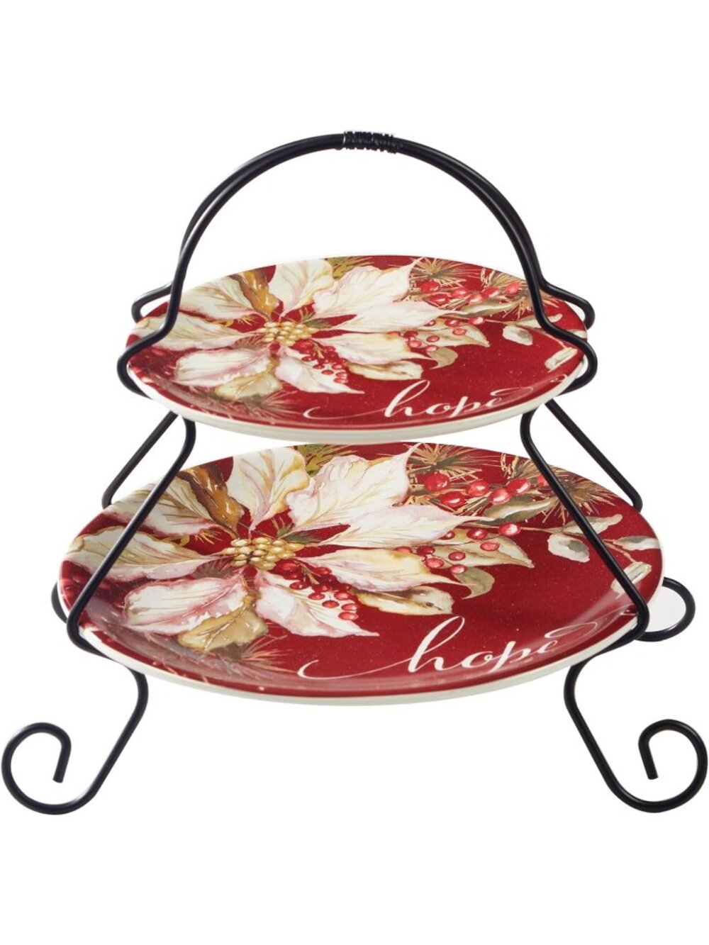 Certified International Winter’s Joy 2‑Tier Server – 7" & 9" Plates, Holiday Cer